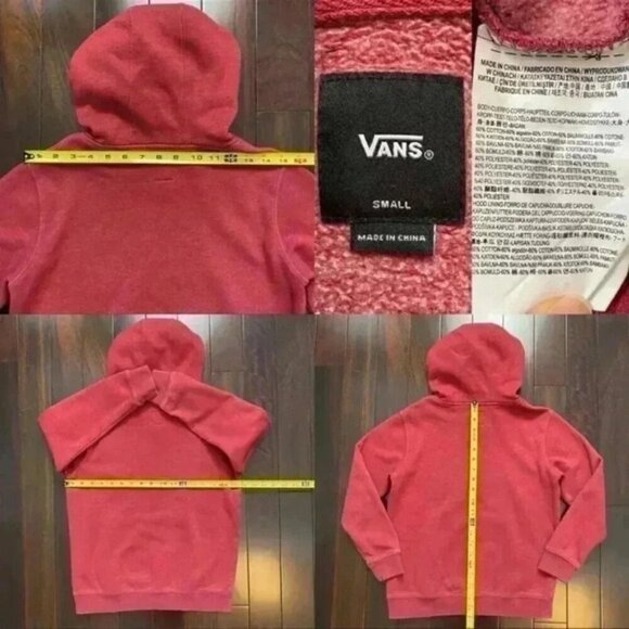 Vans Classic Hoodie Sweatshirt Pullover Red Blue Boys Unisex Size Small - Picture 9 of 12